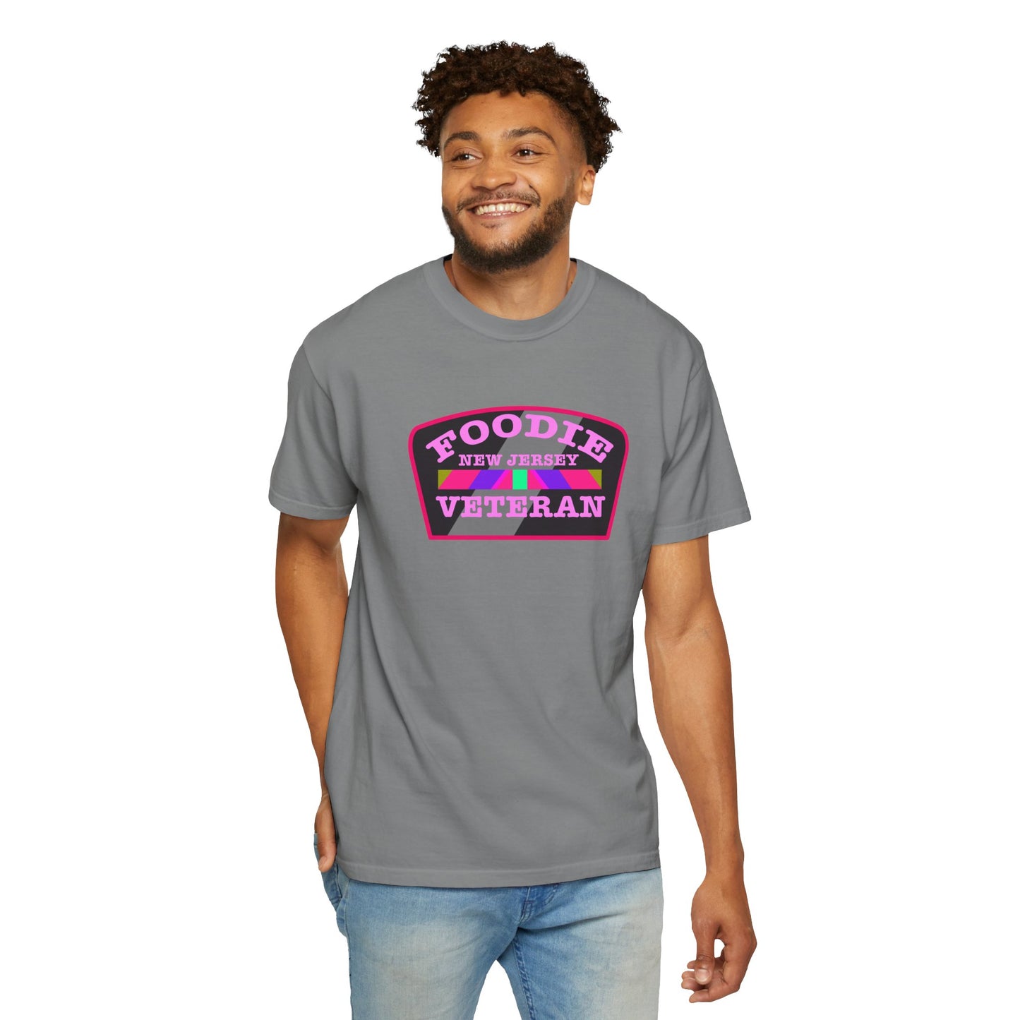 L.O.E.F Foodie Veteran NEW JERSEY Unisex Tee Shirt (Pink)