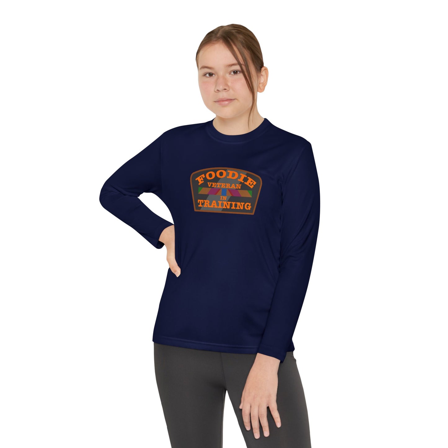 L.O.E.F Foodie Veteran In Training Youth Long Sleeve Tee (Orange)