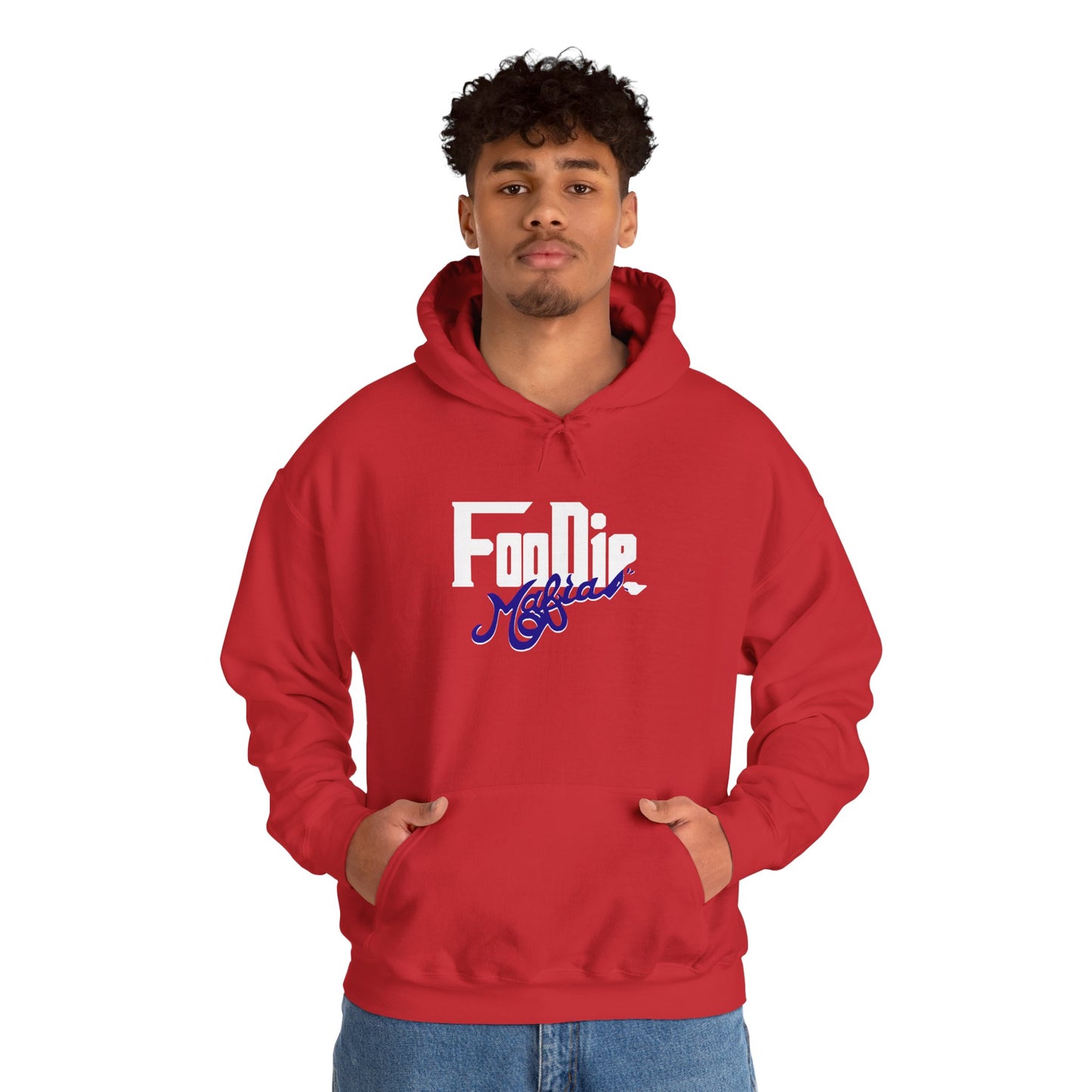 L.O.E.F White Foodie Mafia Unisex Hooded Sweatshirt (Dark Blue)