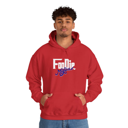 L.O.E.F White Foodie Mafia Unisex Hooded Sweatshirt (Dark Blue)