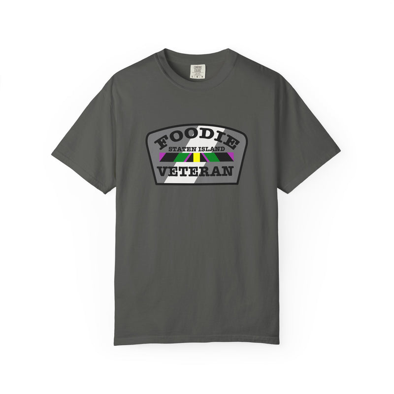 L.O.E.F Foodie Veteran STATEN ISLAND Unisex Tee Shirt (Gray)