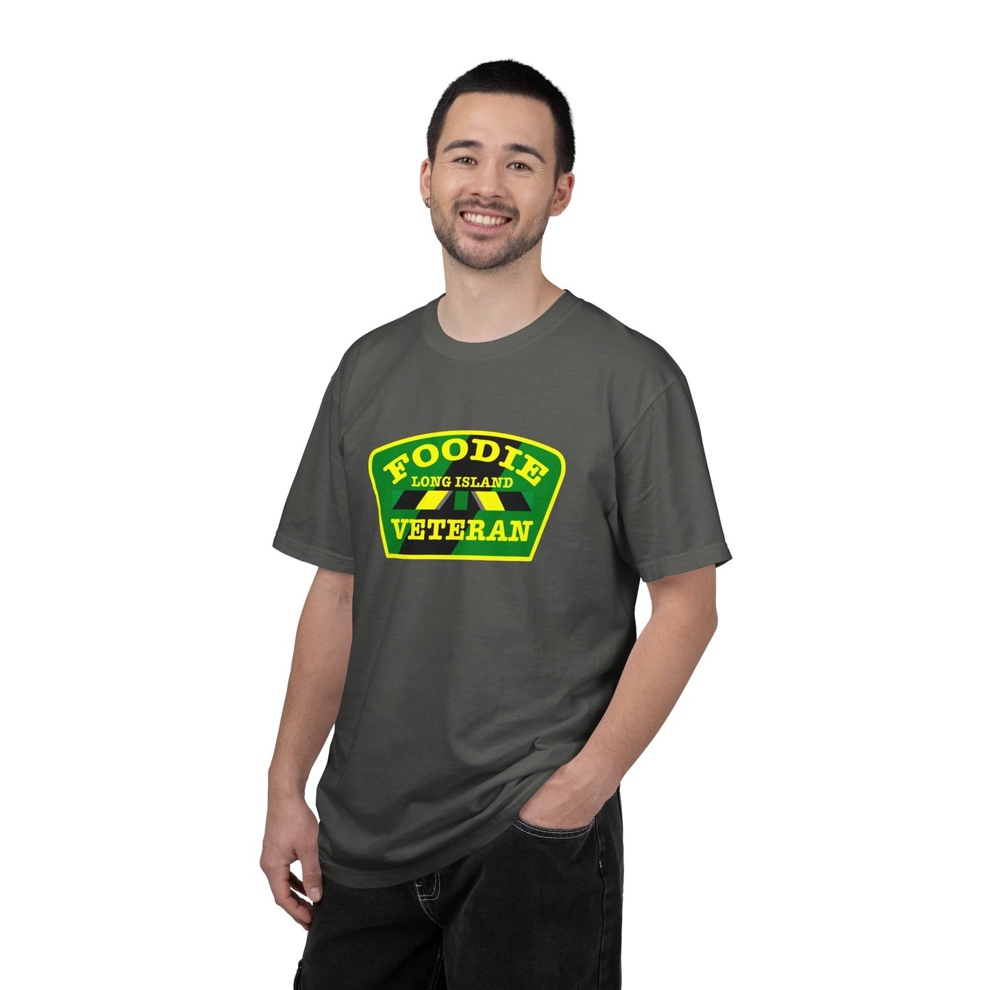 L.O.E.F Foodie Veteran Long Island Unisex Tee Shirt (Yellow and Green)