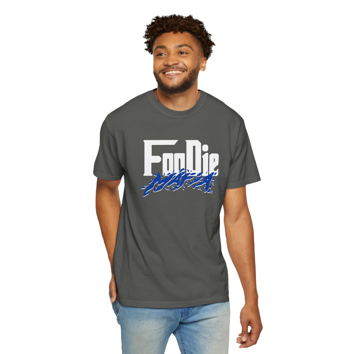 L.O.E.F White Foodie Mafia Unisex Tee Shirt (Cobalt Blue)