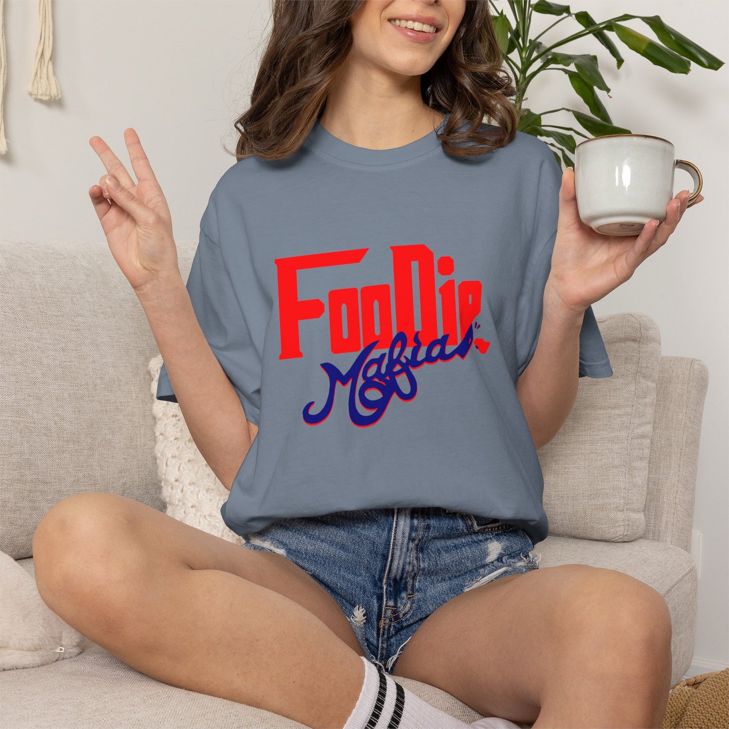 L.O.E.F Red Foodie Mafia Unisex Tee shirt (Dark Blue)
