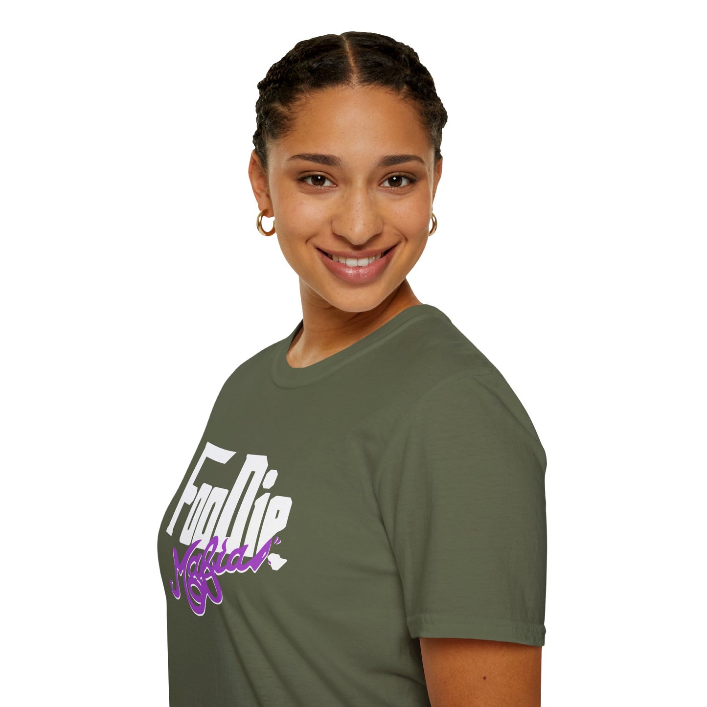 L.O.E.F White Foodie Mafia Unisex Tee Shirt  (Purple)