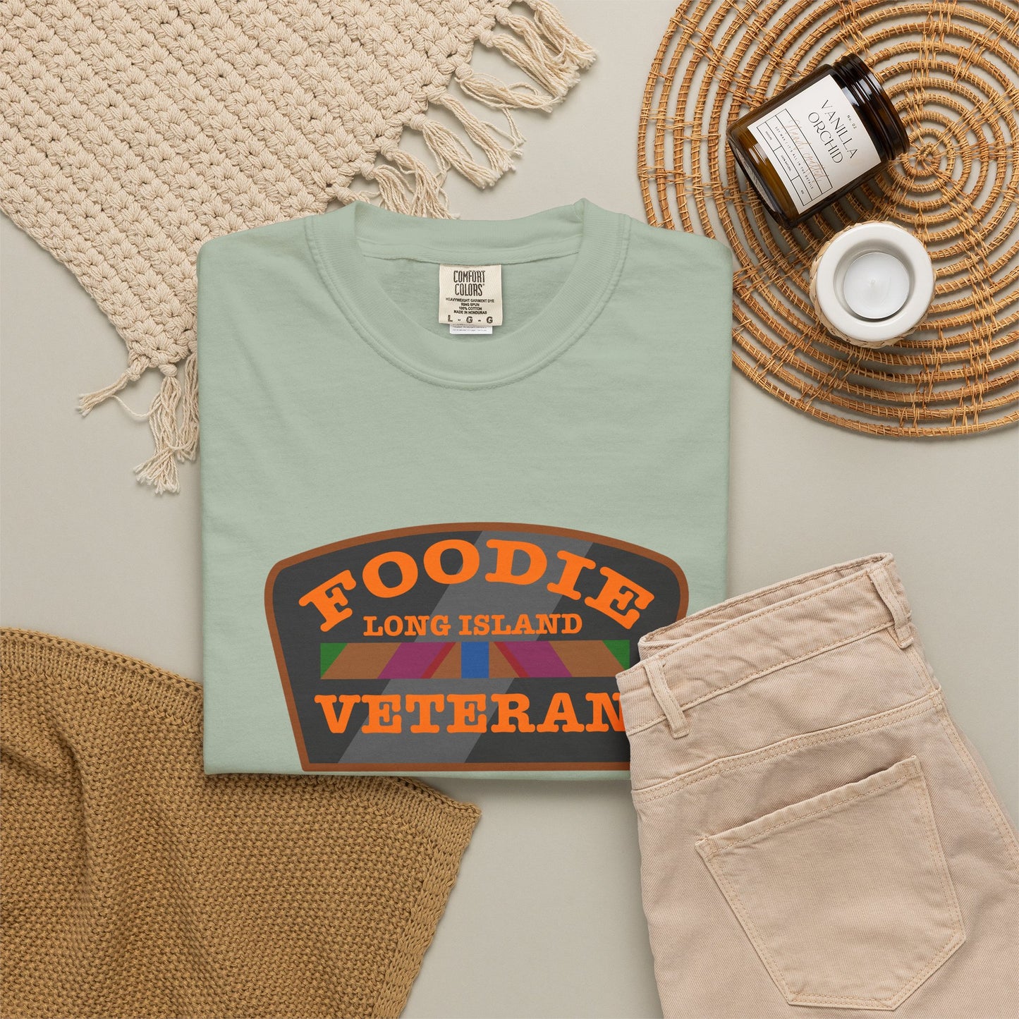 L.O.E.F Foodie Veteran Long Island Unisex Tee Shirt (Orange)