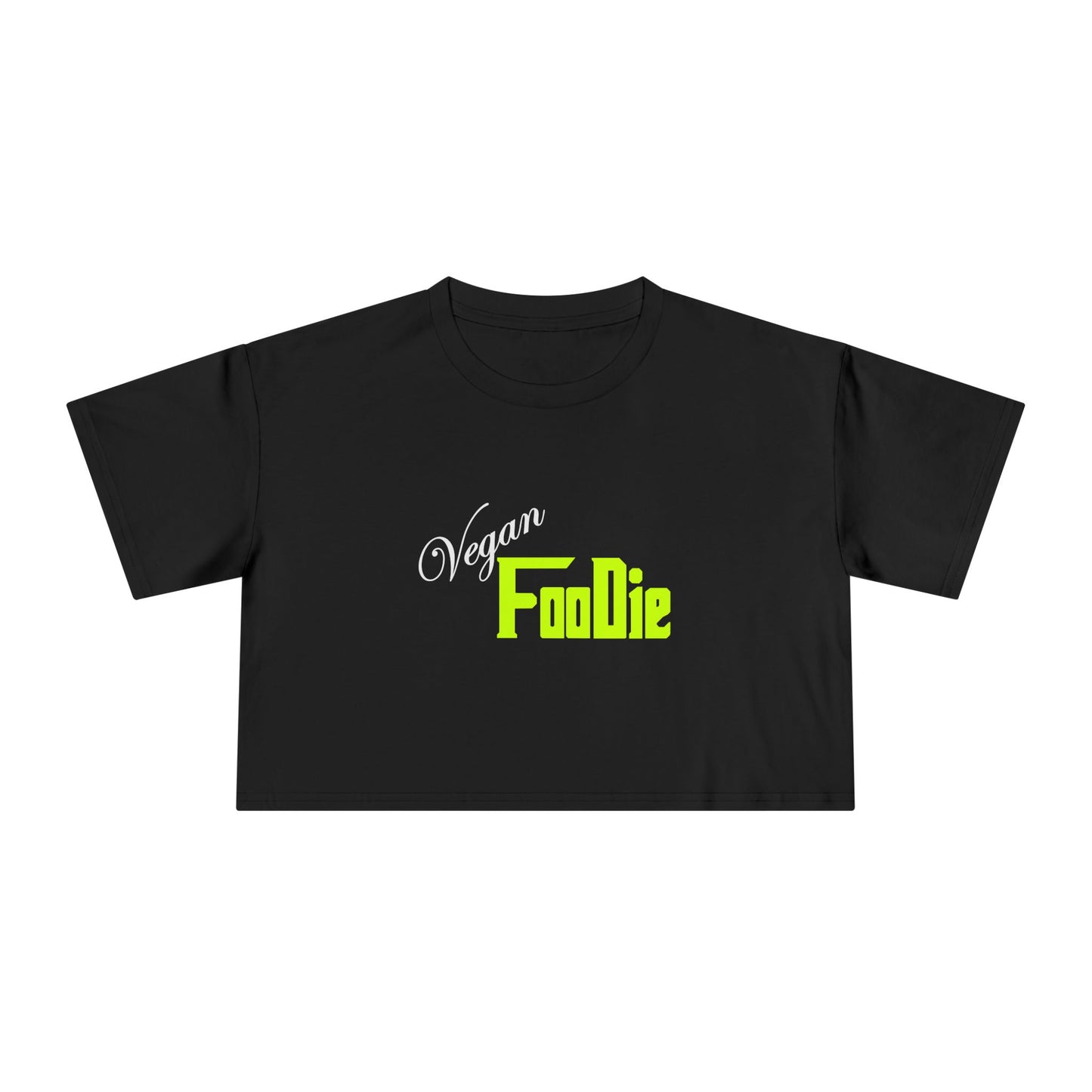 L.O.E.F Women Vegan Foodie Crop Tee (Neon Yellow)