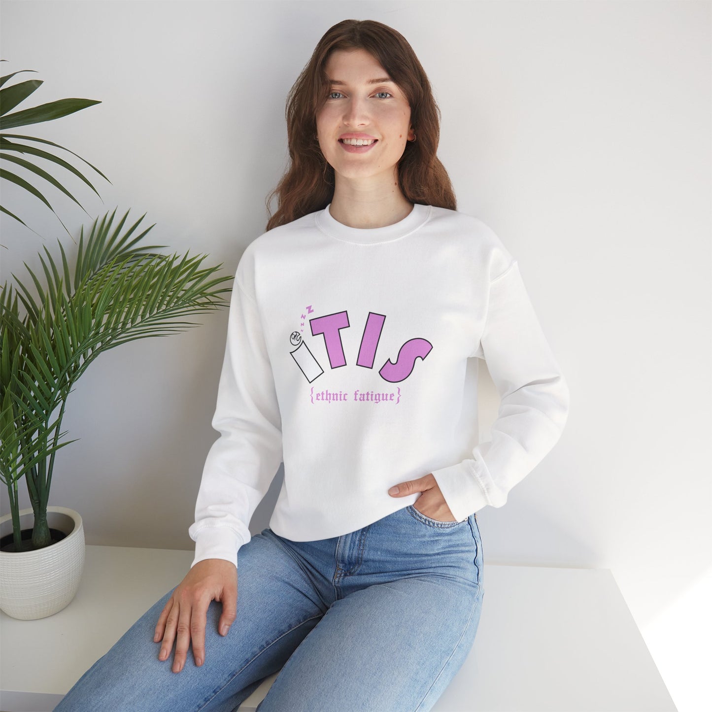 L.O.E.F ITIS Unisex Sweatshirt (White and Pink)