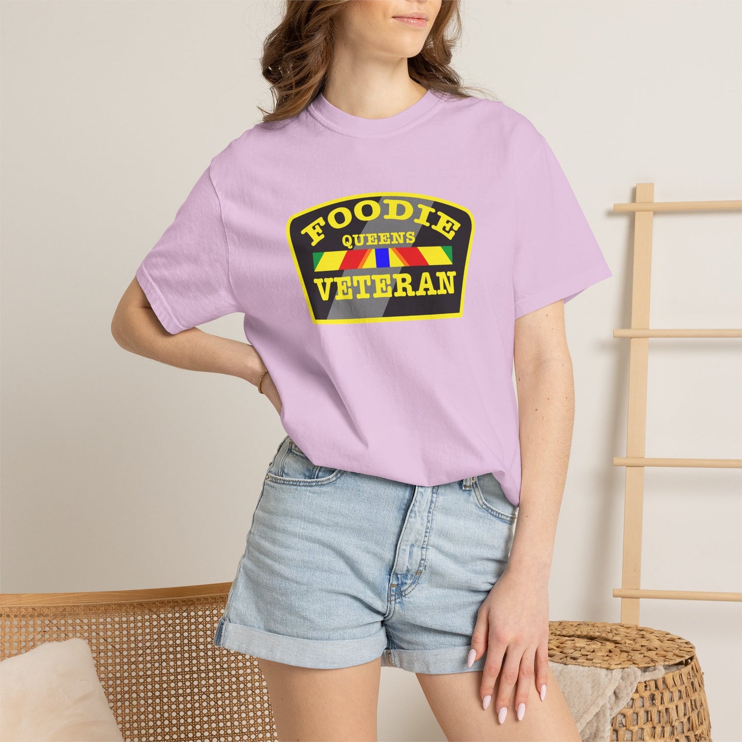 L.O.E.F Foodie Veteran QUEENS Unisex Tee Shirt (Yellow)
