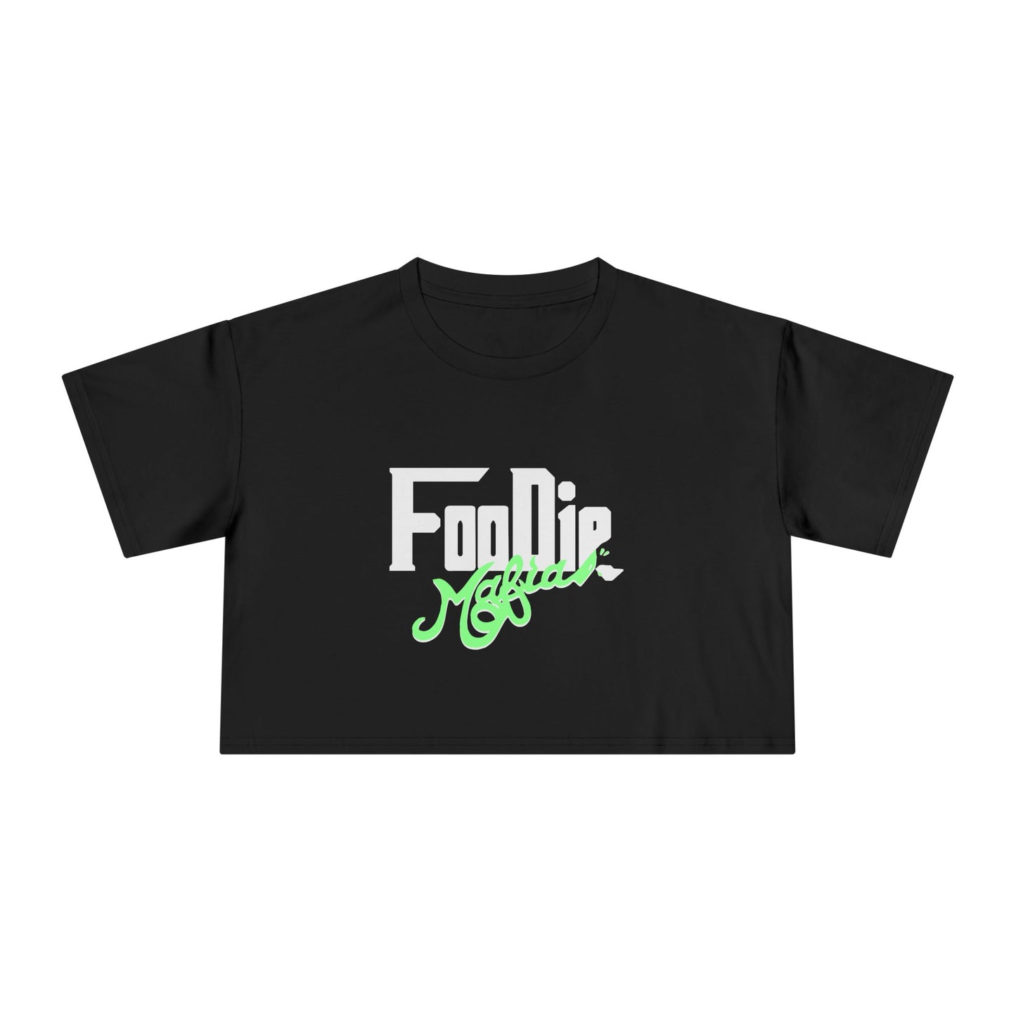 L.O.E.F White Foodie Mafia Women Crop Tee (Mint Green)