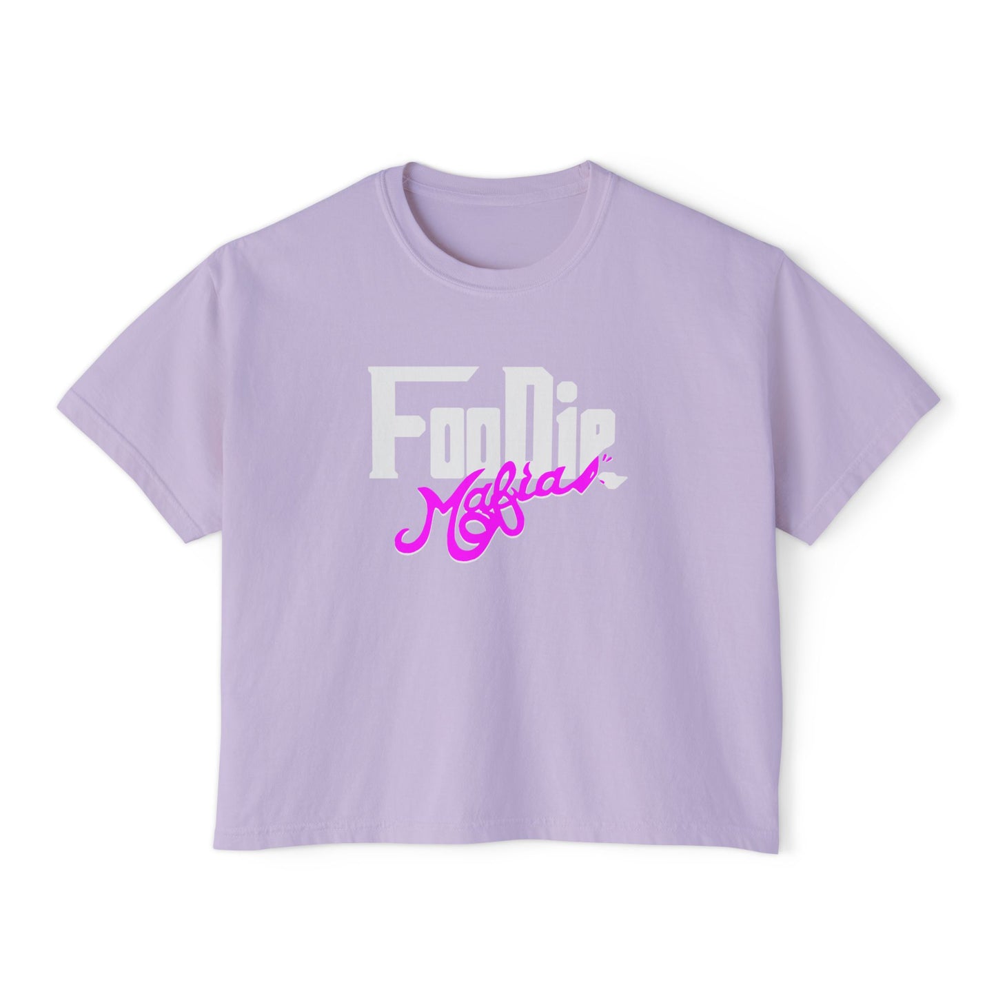 L.O.E.F White Foodie Mafia Women Boxy Tee (Fuchsia)