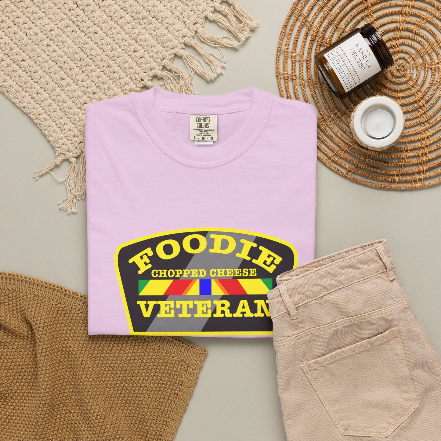 L.O.E.F Foodie Veteran Chopped Cheese Unisex Tee Shirt (Yellow)