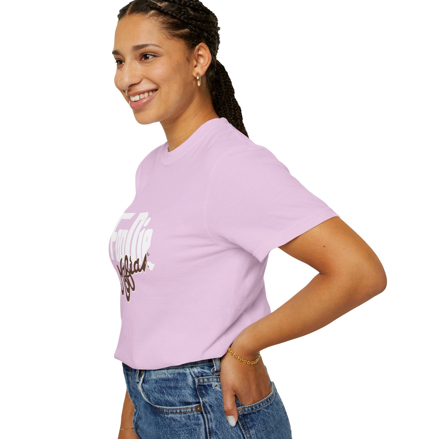 L.O.E.F White Foodie Mafia Unisex Tee shirt (Dark Brown)