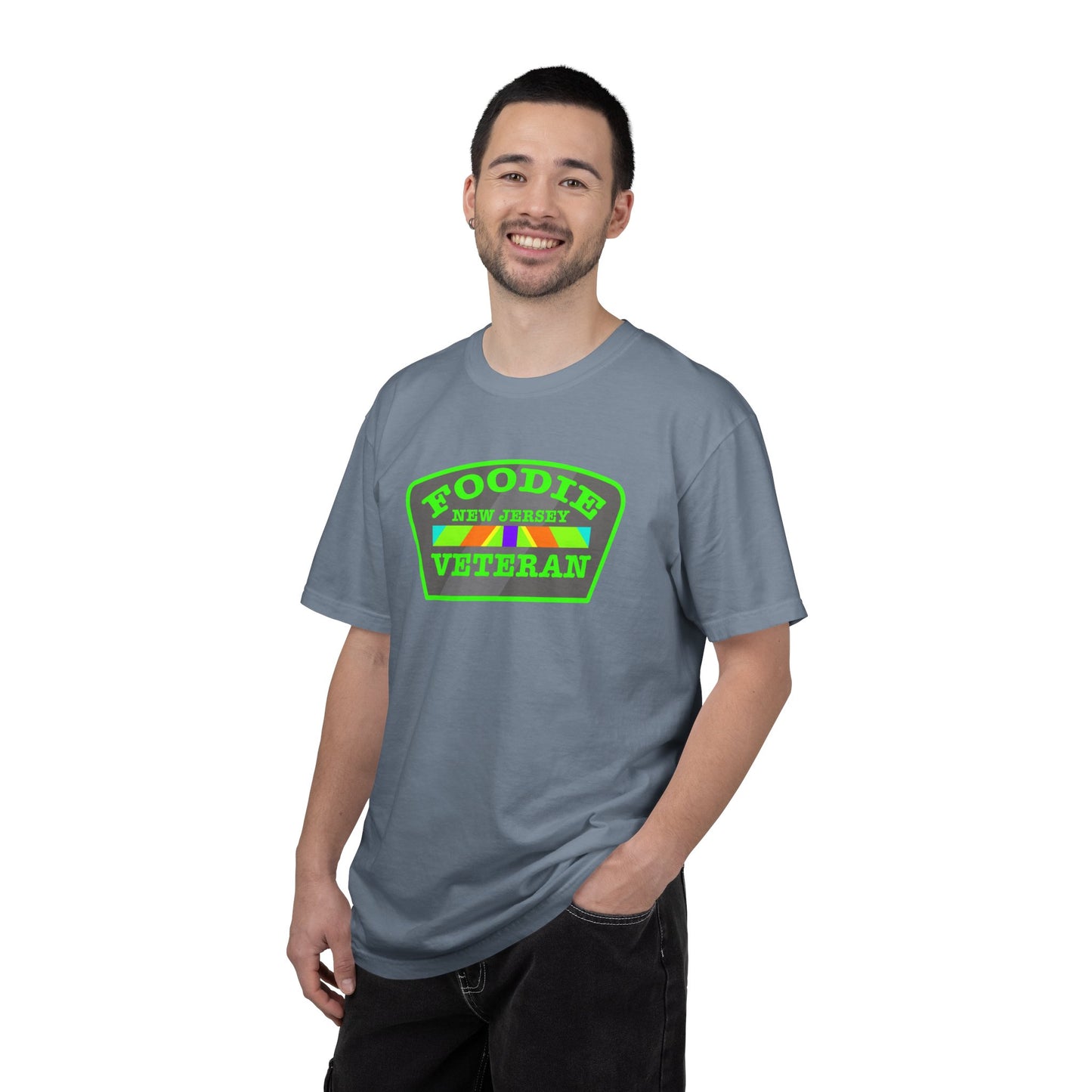 L.O.E.F Foodie Veteran NEW JERSEY Unisex Tee Shirt (Neon Green)