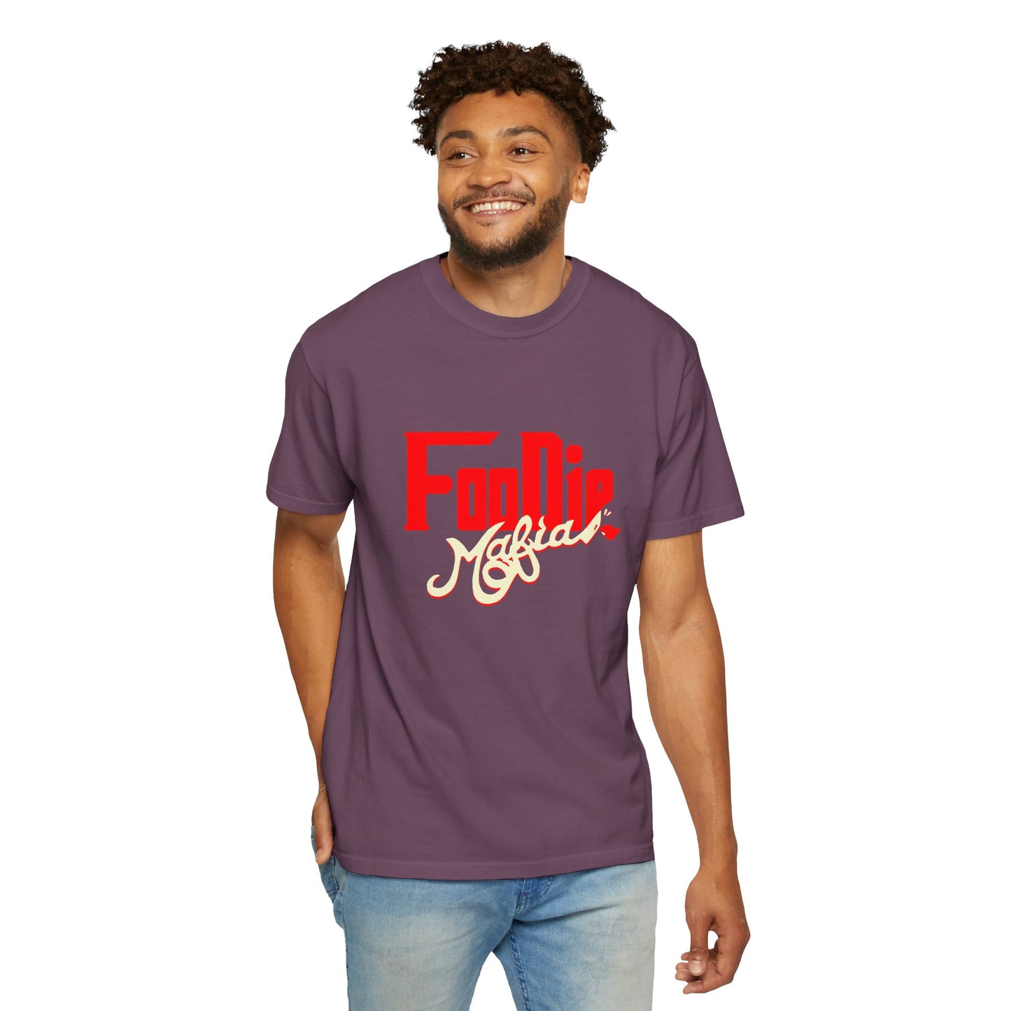 L.O.E.F Red Foodie Mafia Unisex Tee Shirt (Cream)