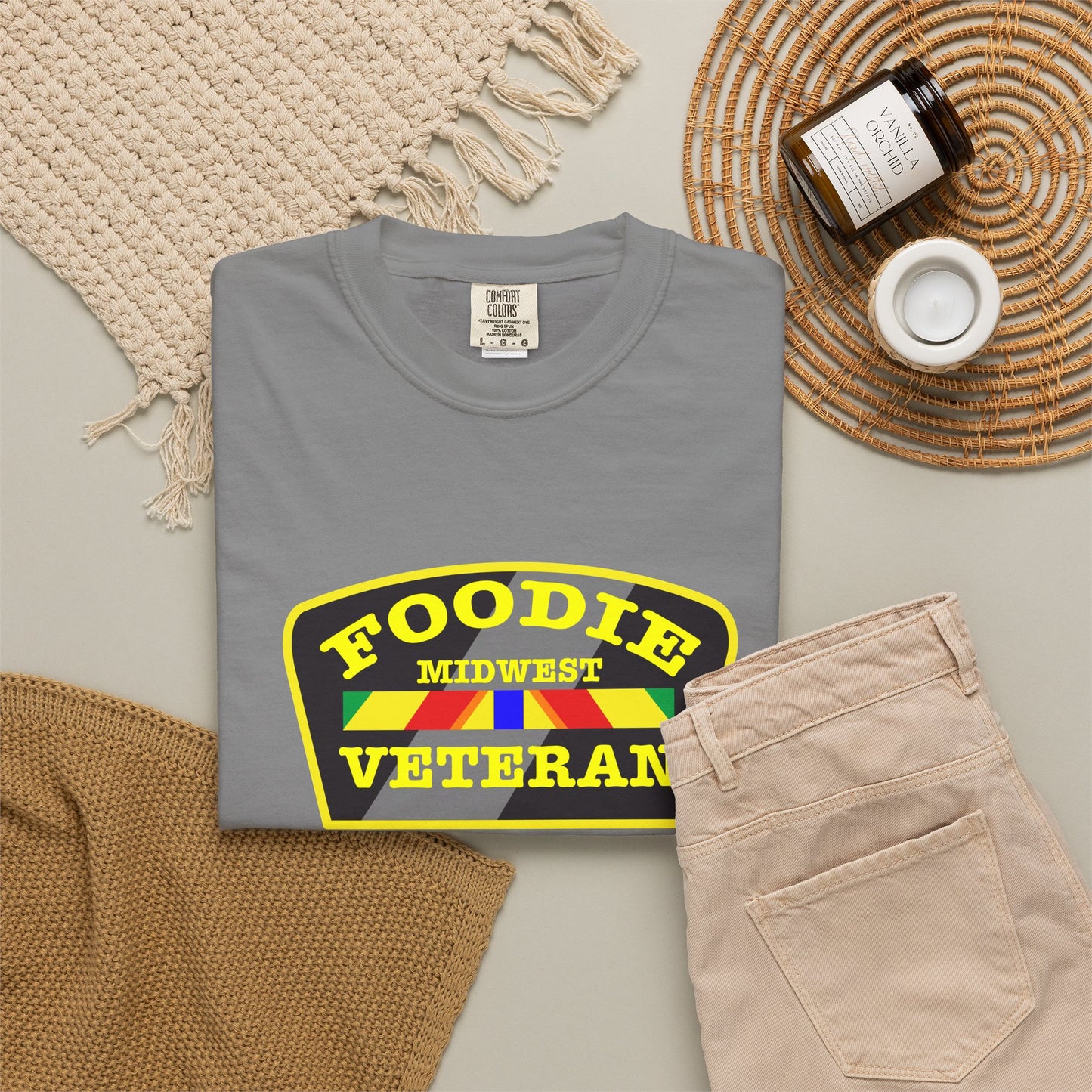L.O.E.F Foodie Veteran MIDWEST Unisex Tee Shirt (Yellow)