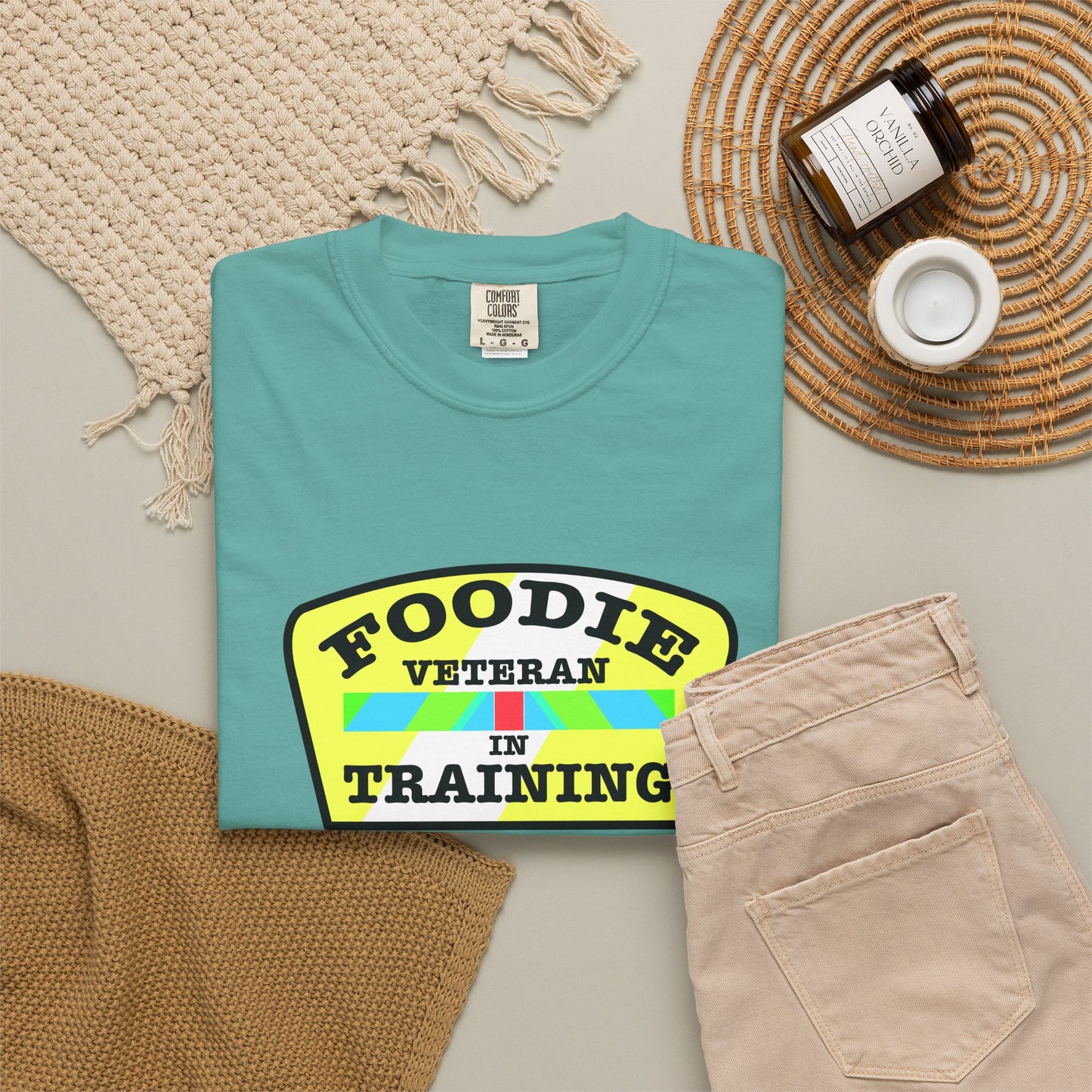 L.O.E.F Foodie Veteran IN TRAINING Unisex Tee Shirt (Yellow and Black)