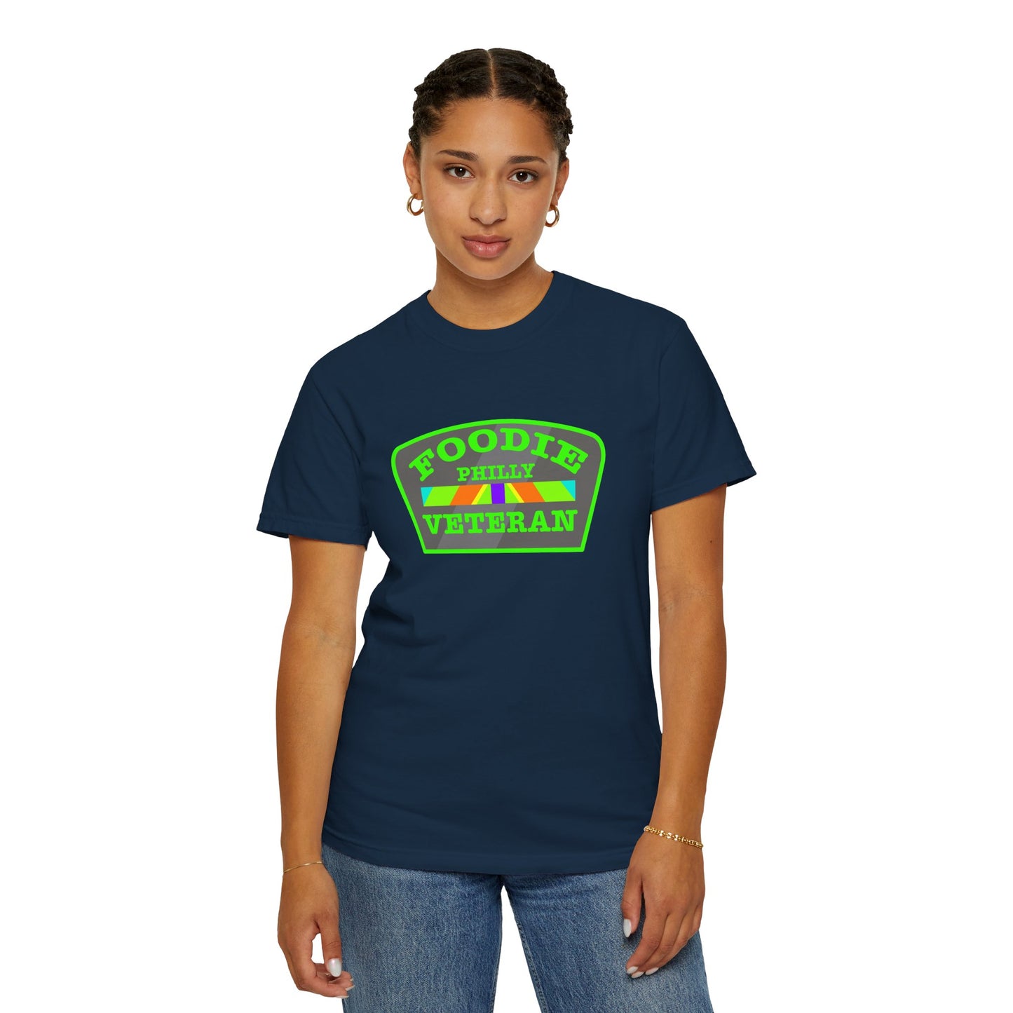 L.O.E.F Foodie Veteran PHILLY Unisex Tee Shirt (Neon Green)