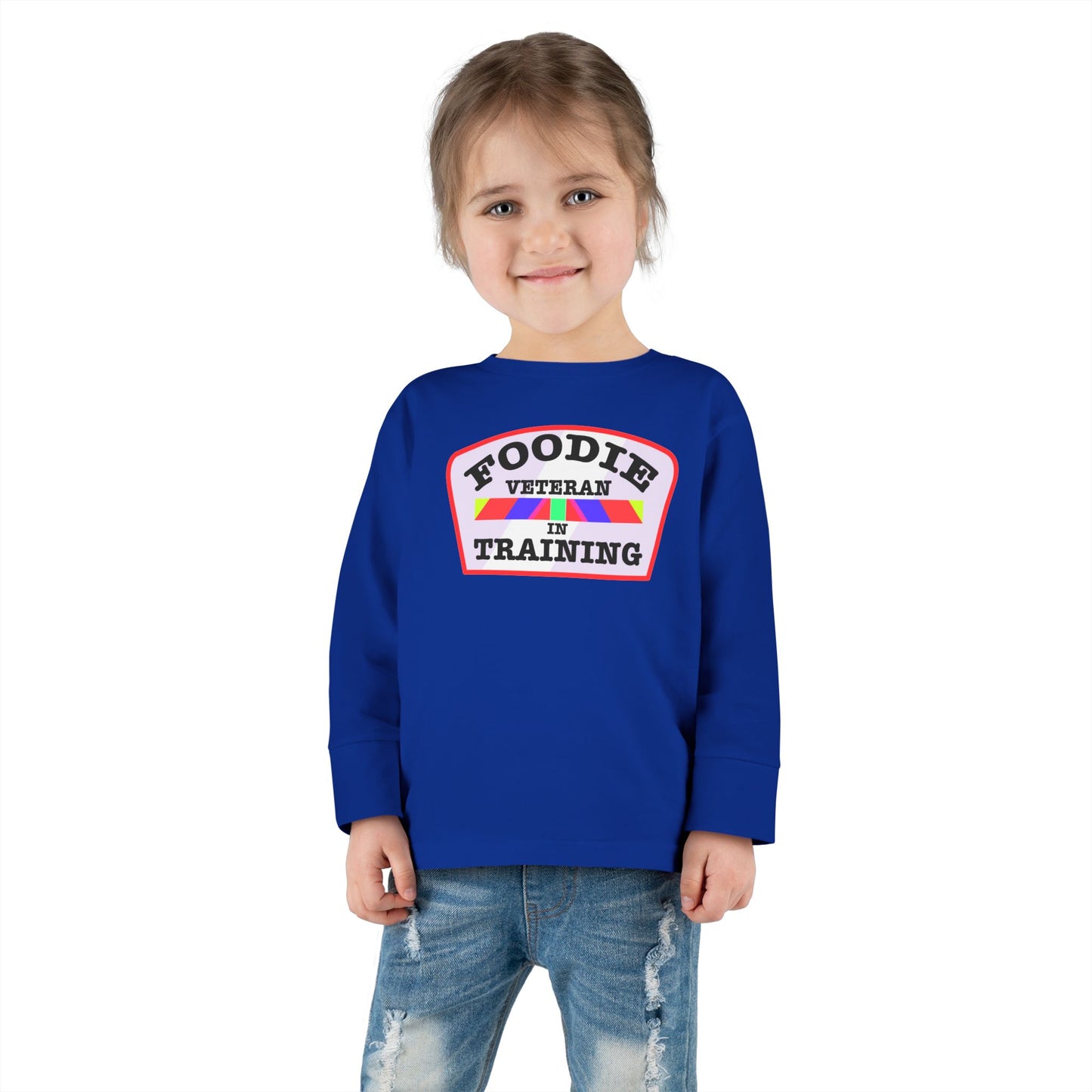 L.O.E.F Foodie Veteran In Training Toddler Long Sleeve Tee (Soft Pink)