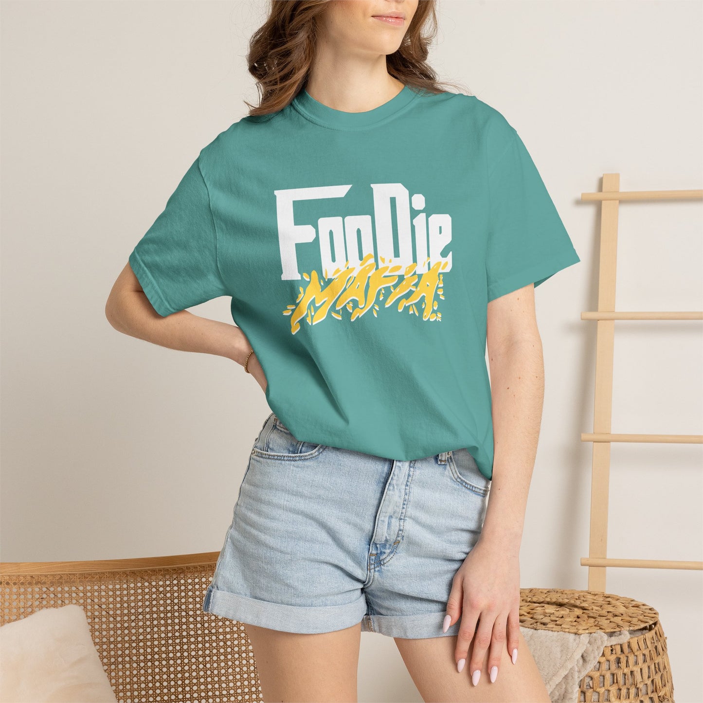 L.O.E.F White Foodie Mafia Unisex Tee Shirt (Yellow)