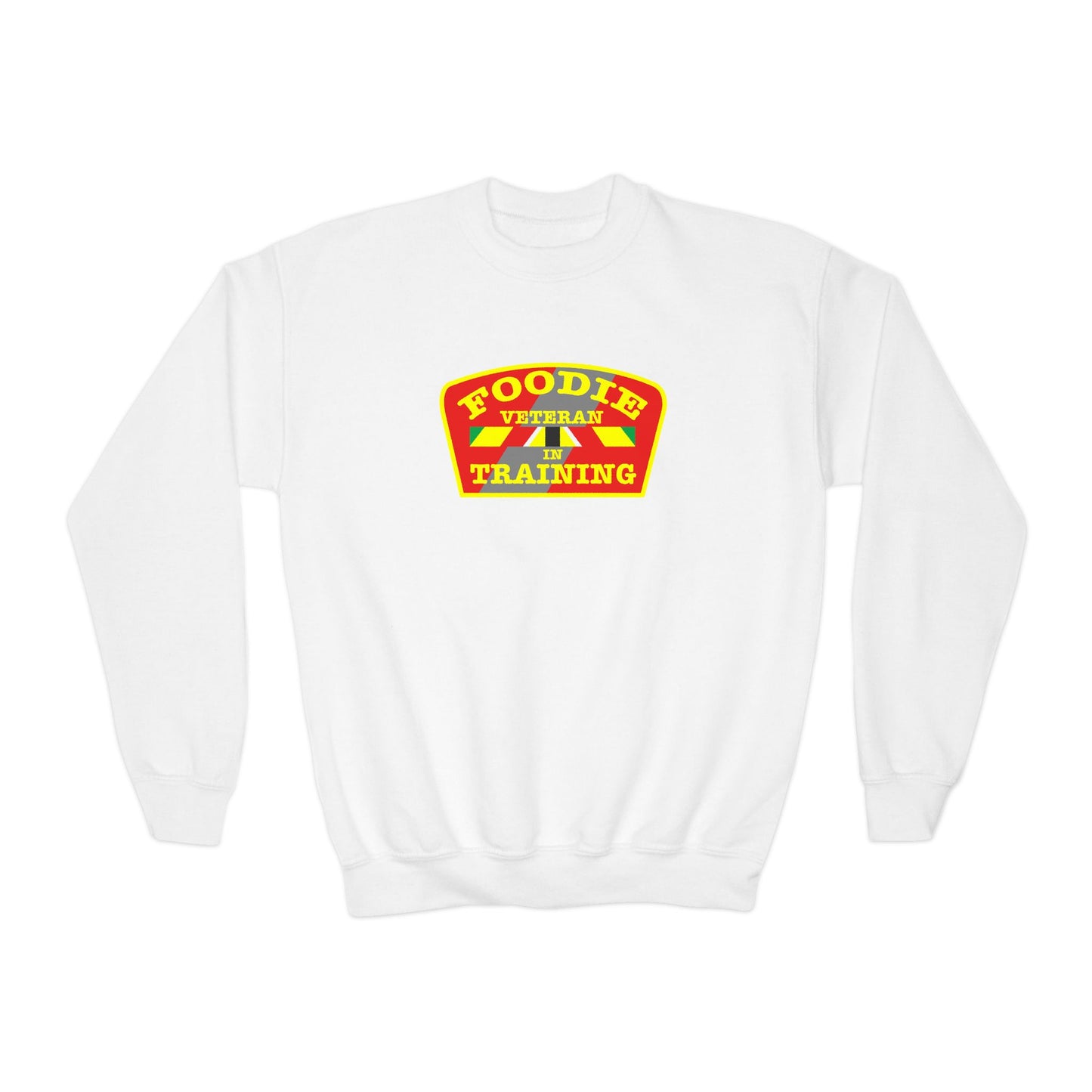 L.O.E.F Foodie Veteran In Training Kids Sweatshirt (Yellow and Red)