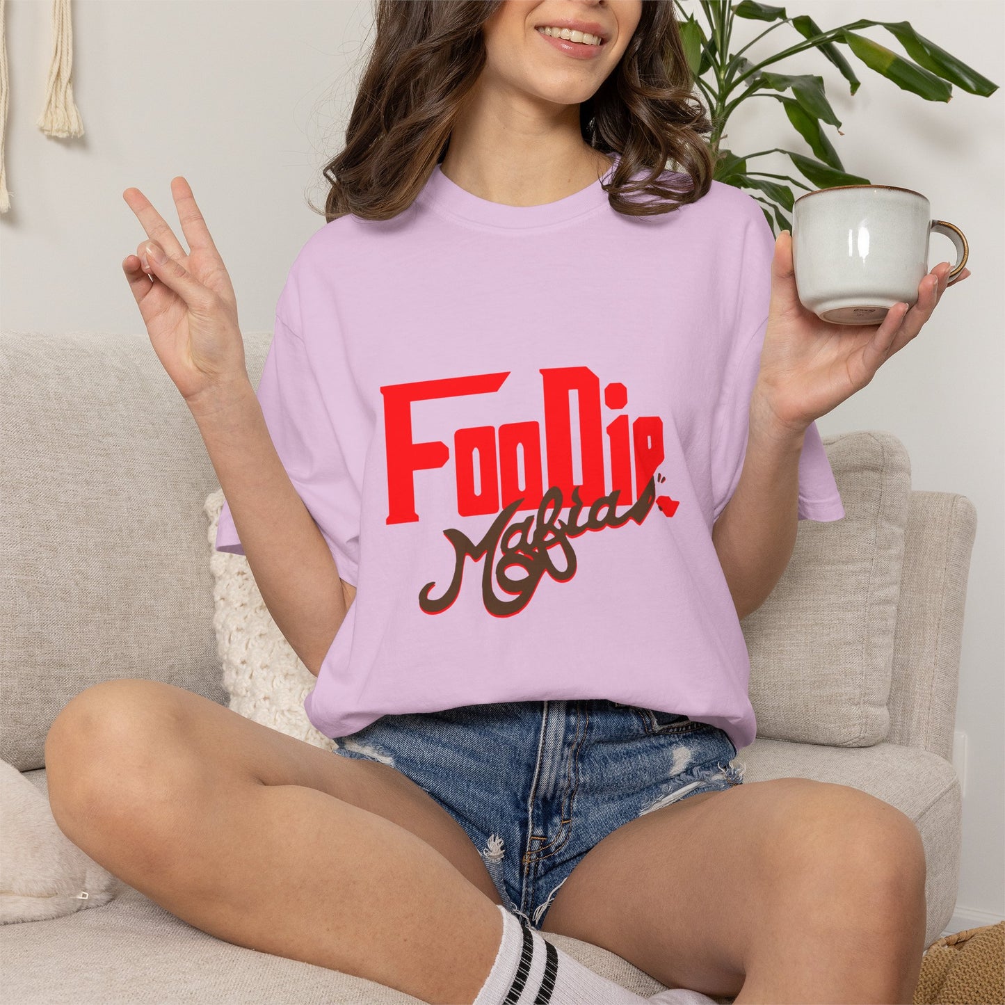 L.O.E.F Red Foodie Mafia Unisex Tee Shirt (Dark Brown)