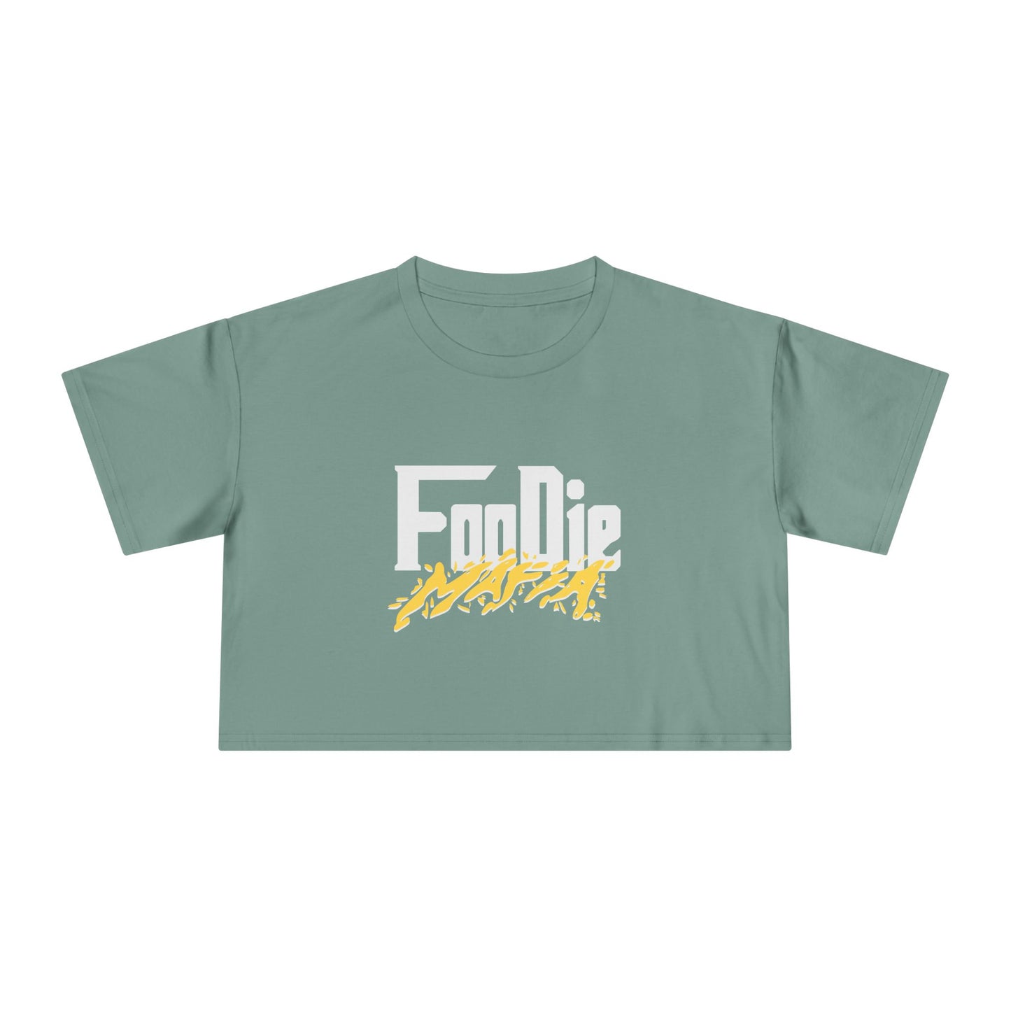L.O.E.F White Foodie Mafia Women Crop Tee (Mustard)