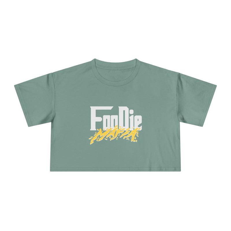 L.O.E.F White Foodie Mafia Women Crop Tee (Mustard)