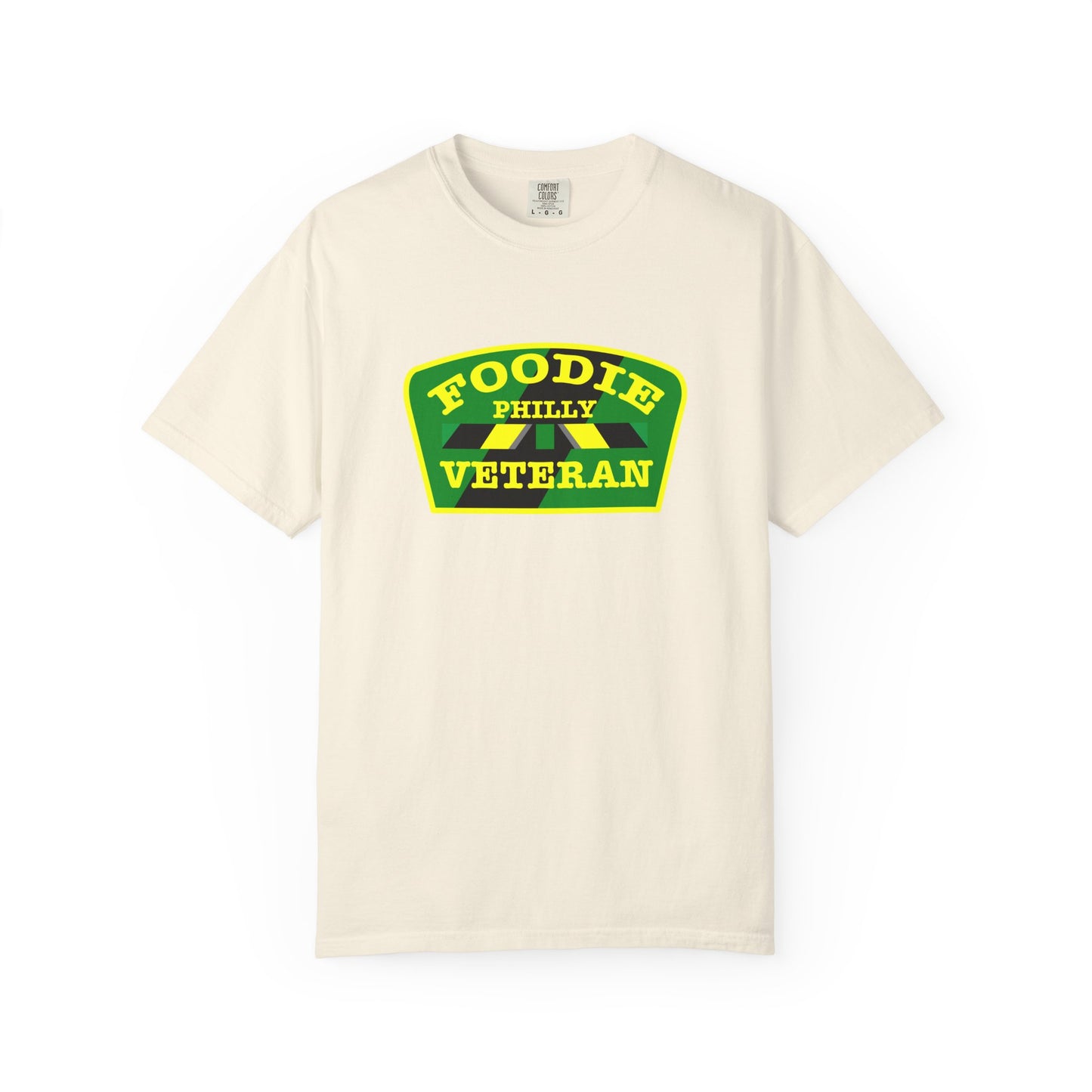 L.O.E.F Foodie Veteran PHILLY Unisex Tee Shirt (Yellow and Green)