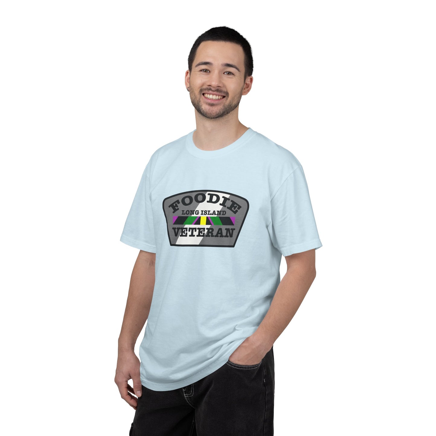 L.O.E.F Foodie Veteran Long Island Unisex Tee Shirt (Gray)