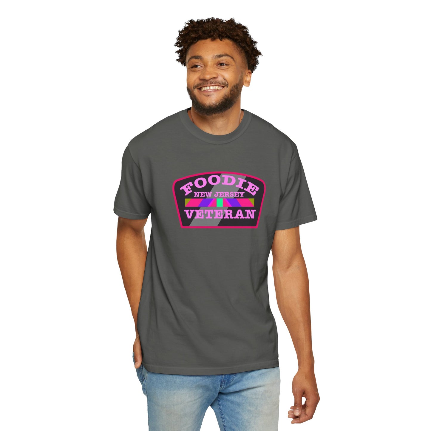 L.O.E.F Foodie Veteran NEW JERSEY Unisex Tee Shirt (Pink)