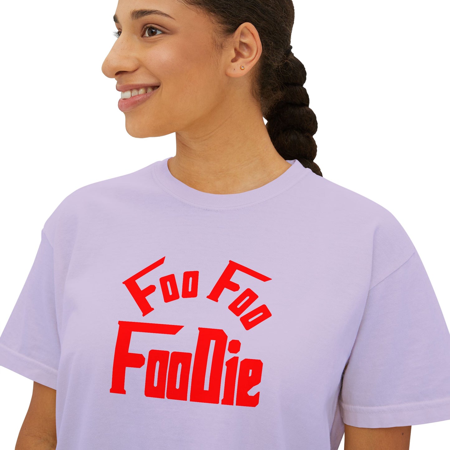 L.O.E.F FOO FOO FOODIE Women Boxy Tee(Fiery Red)