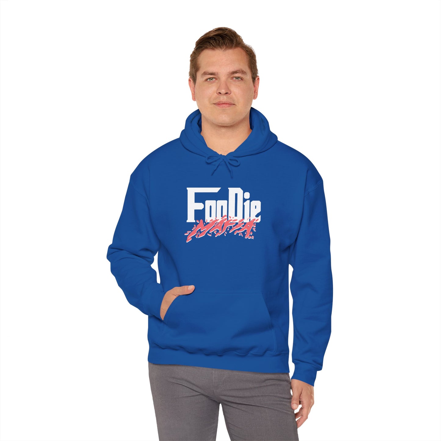 L.O.E.F White Foodie Mafia Unisex Hooded Sweatshirt (Soft Red)