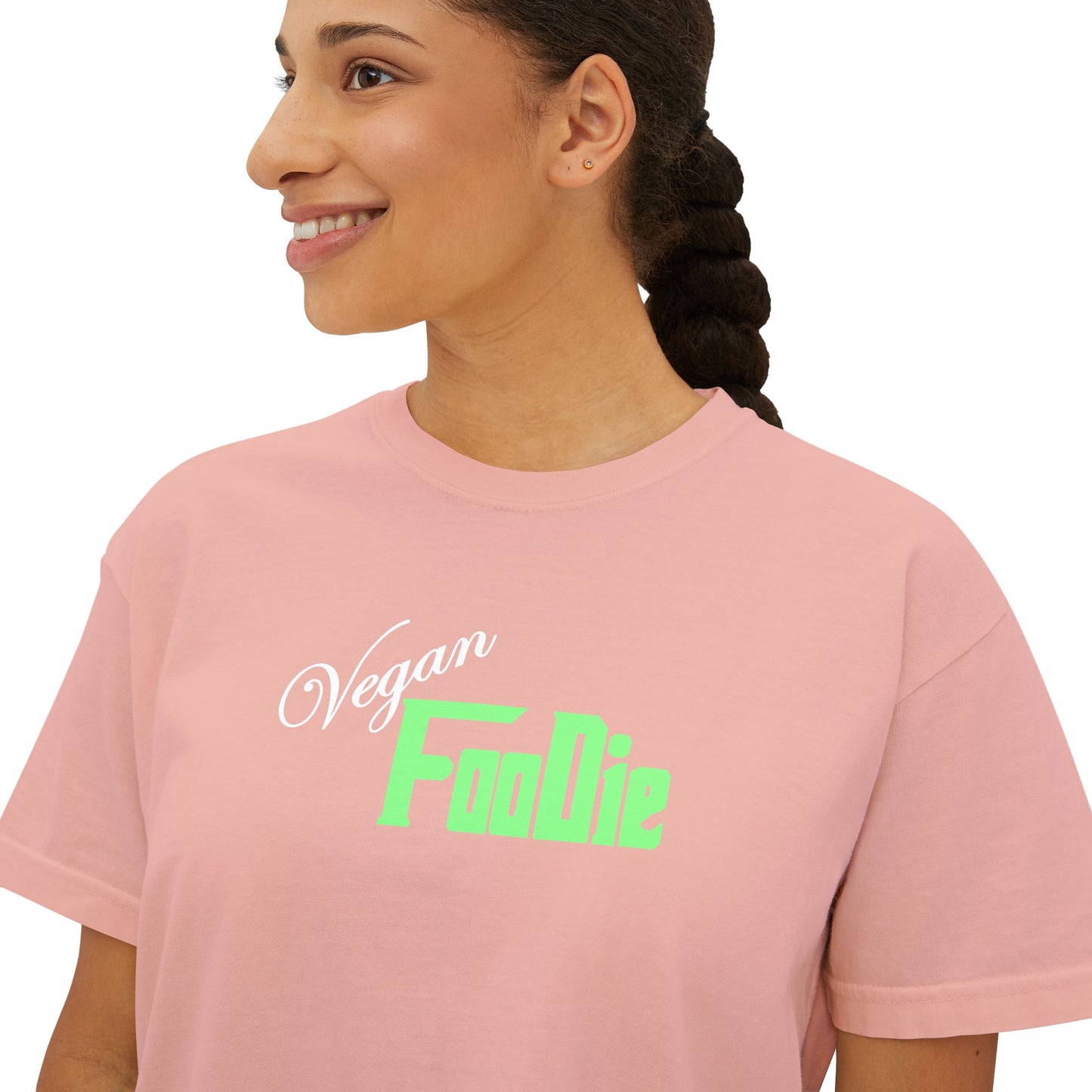L.O.E.F Women Vegan Foodie Boxy Tee (Mint Green)