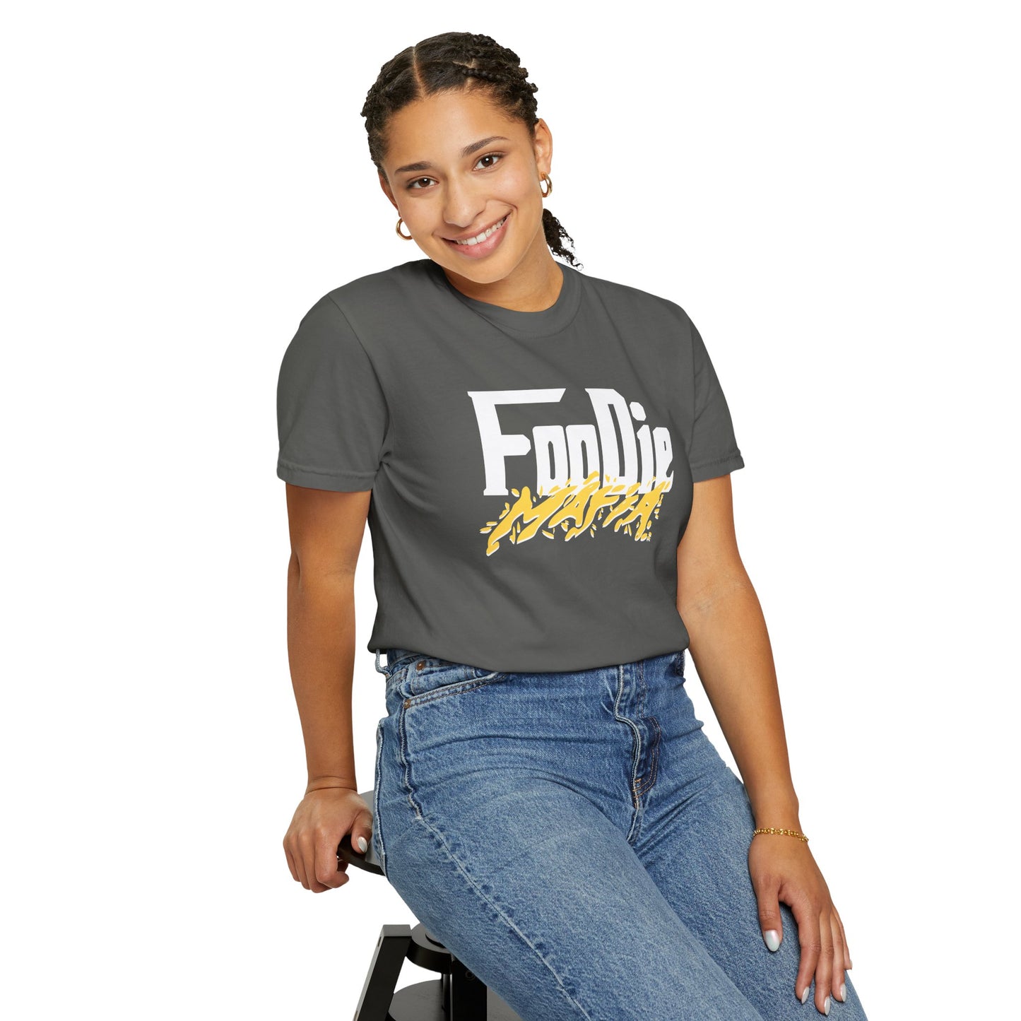 L.O.E.F White Foodie Mafia Unisex Tee Shirt (Yellow)