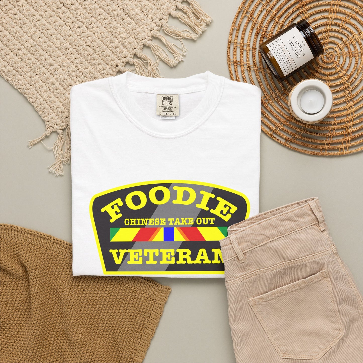 L.O.E.F Foodie Veteran CHINESE TAKE OUT Unisex Tee Shirt (Yellow)