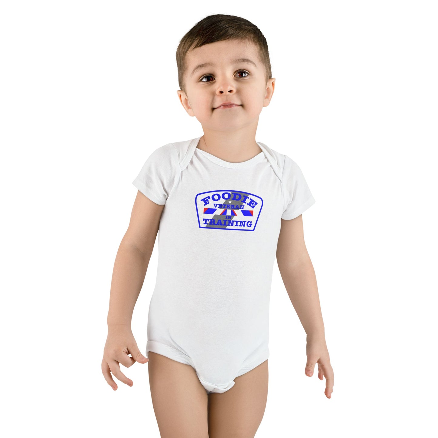 L.O.E.F Foodie Veteran In Training Baby Bodysuit (Blue)