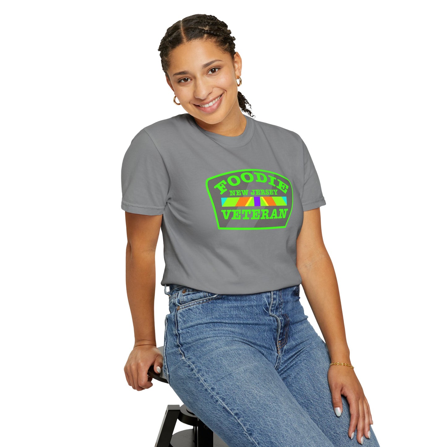 L.O.E.F Foodie Veteran NEW JERSEY Unisex Tee Shirt (Neon Green)