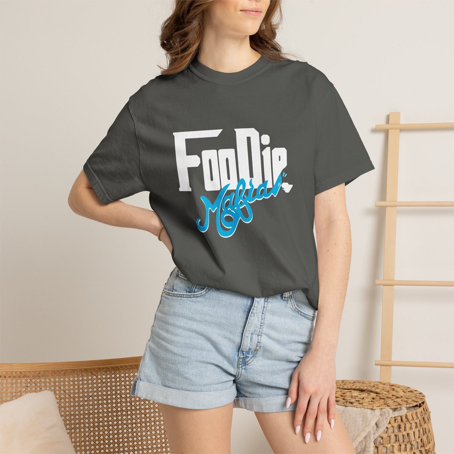 L.O.E.F White Foodie Mafia Unisex Tee Shirt  (Apricot)