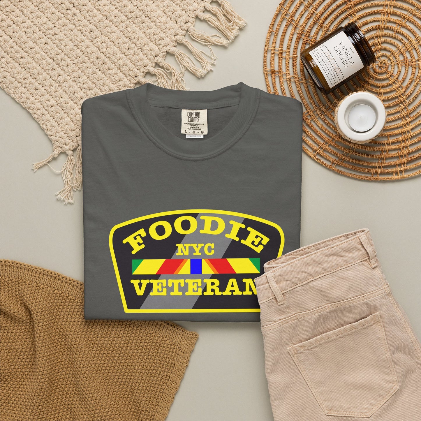 L.O.E.F Foodie Veteran NYC Unisex Tee Shirt (Yellow)