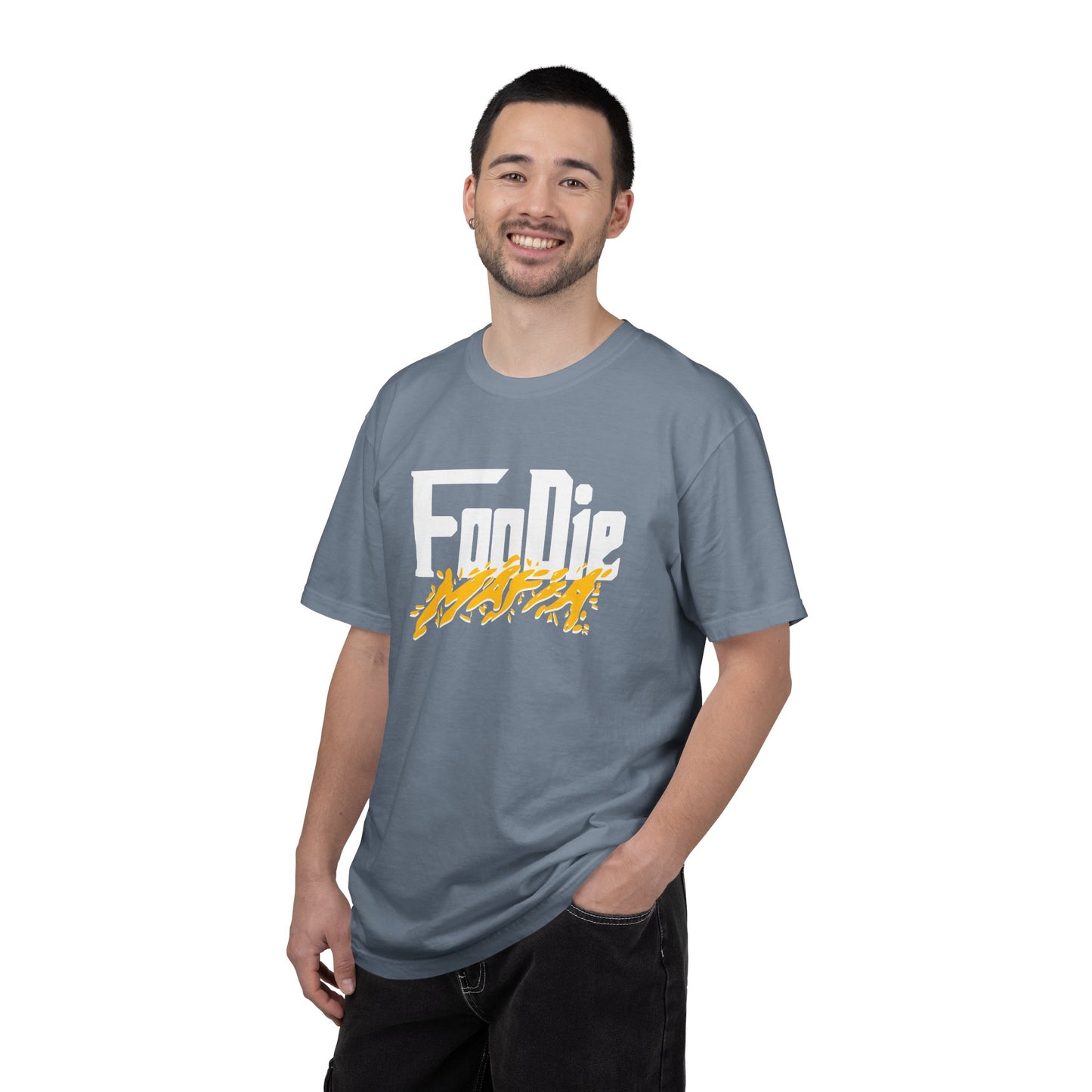 L.O.E.F White Foodie Mafia Unisex Tee Shirt (Mustard)