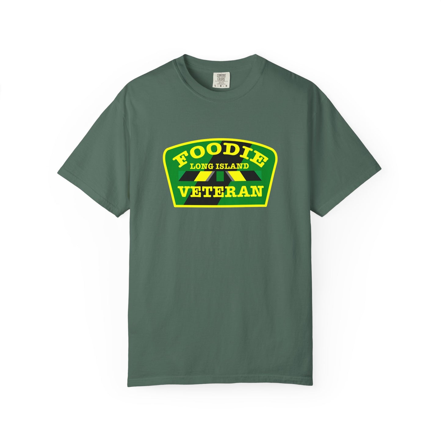 L.O.E.F Foodie Veteran Long Island Unisex Tee Shirt (Yellow and Green)