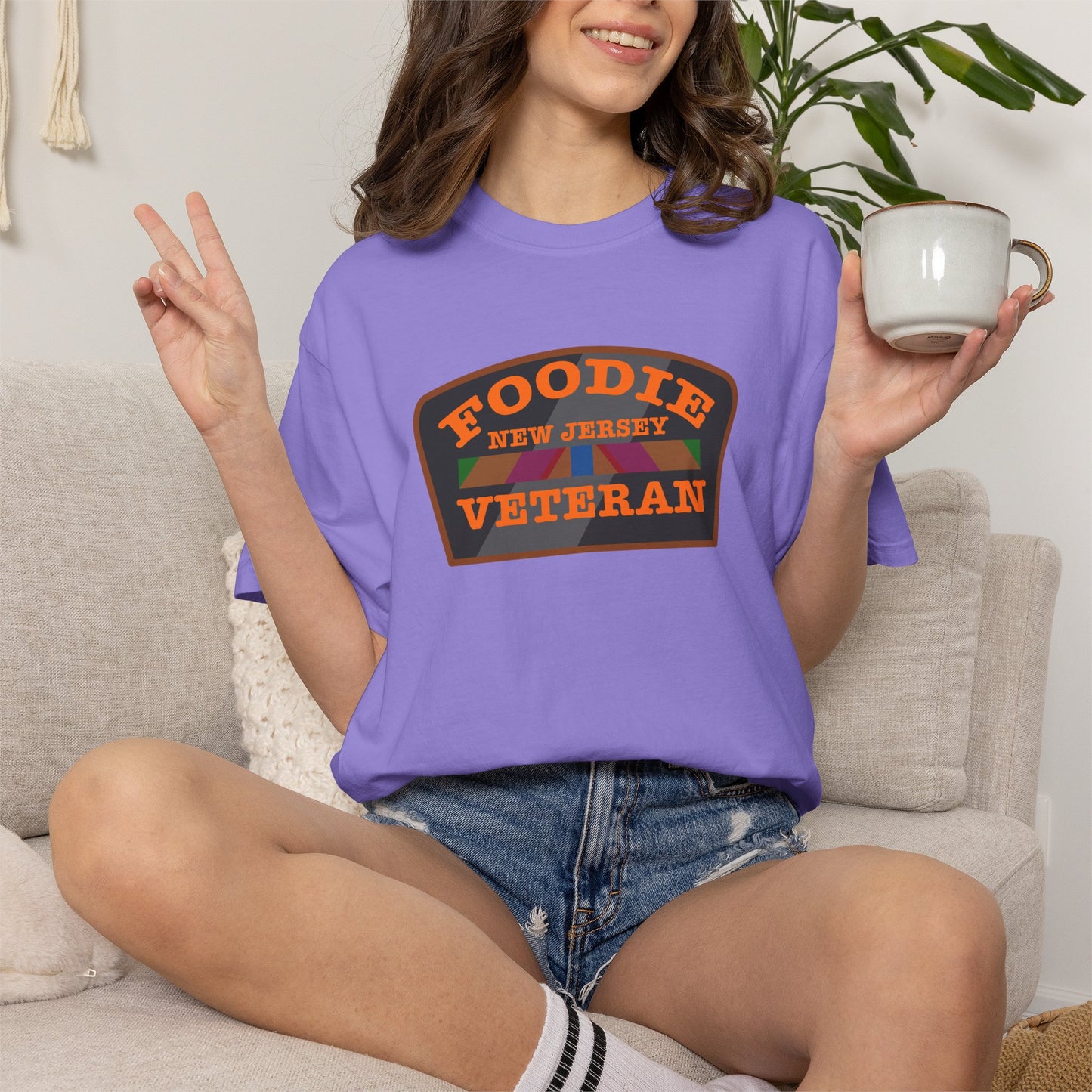 L.O.E.F Foodie Veteran NEW JERSEY Unisex Tee Shirt (Orange)