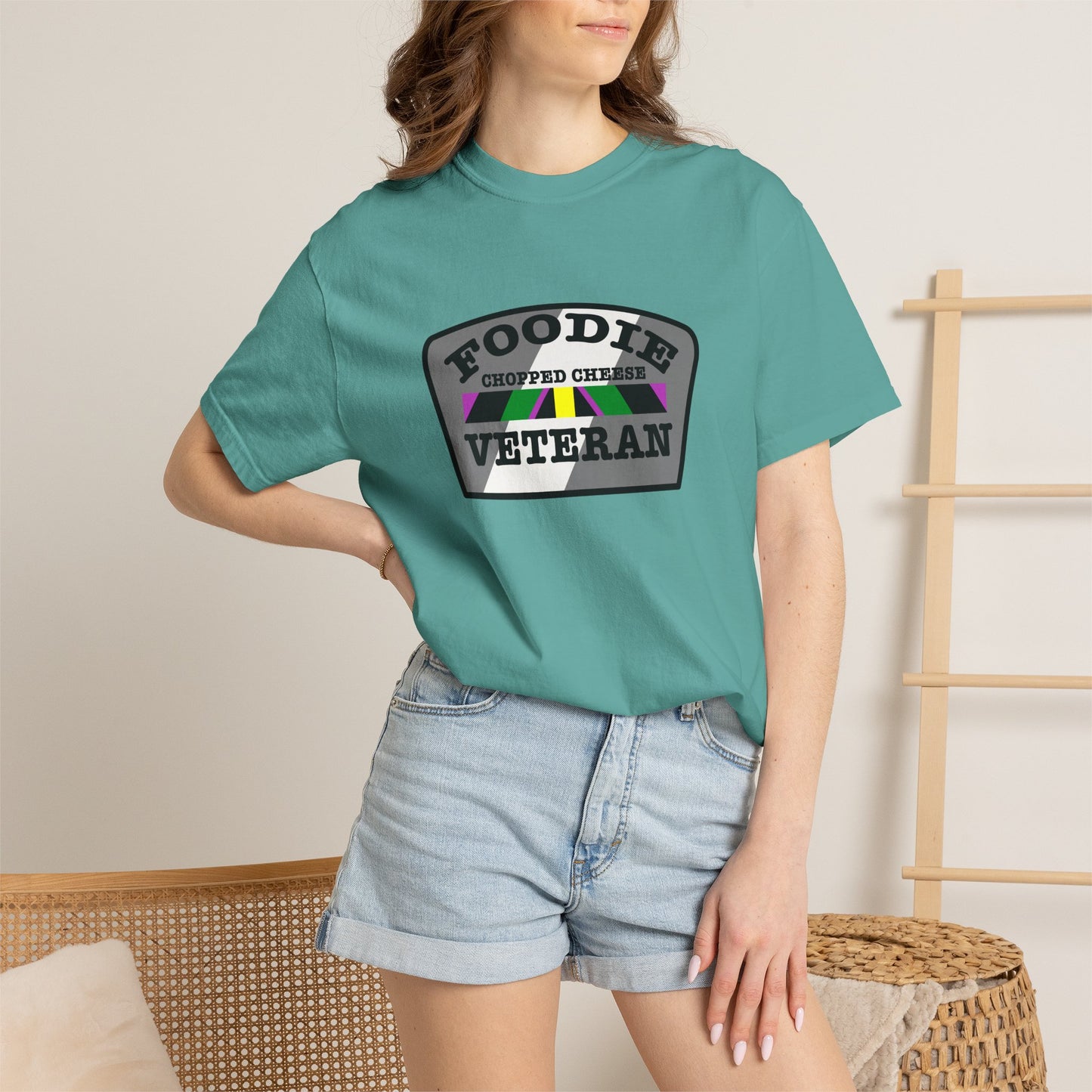 L.O.E.F Foodie Veteran Chopped Cheese Unisex Tee Shirt (Gray)