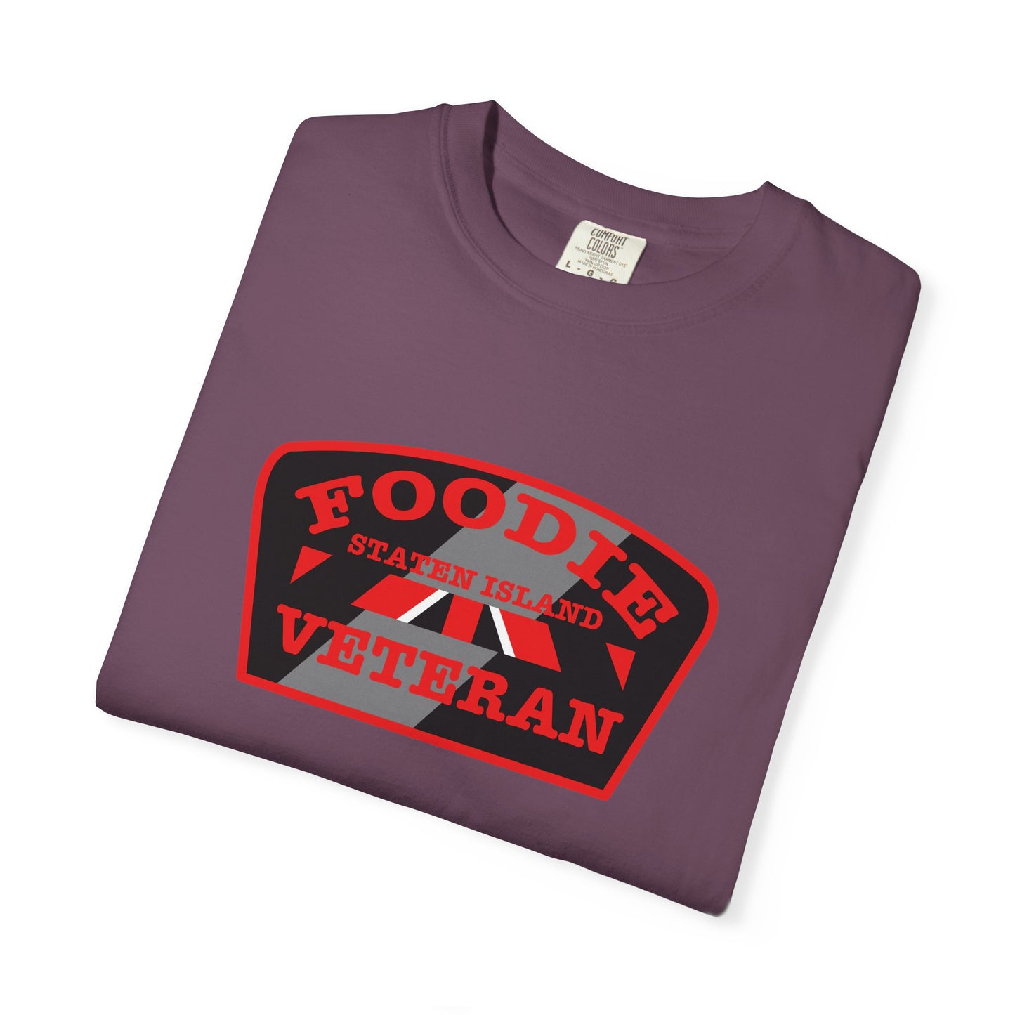 L.O.E.F Foodie Veteran STATEN ISLAND Unisex Tee Shirt (Red)