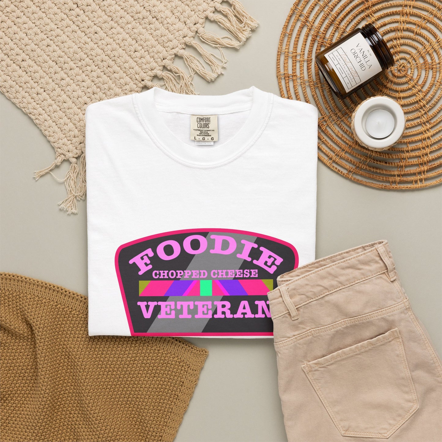 L.O.E.F Foodie Veteran Chopped Cheese Unisex Tee Shirt (Pink)
