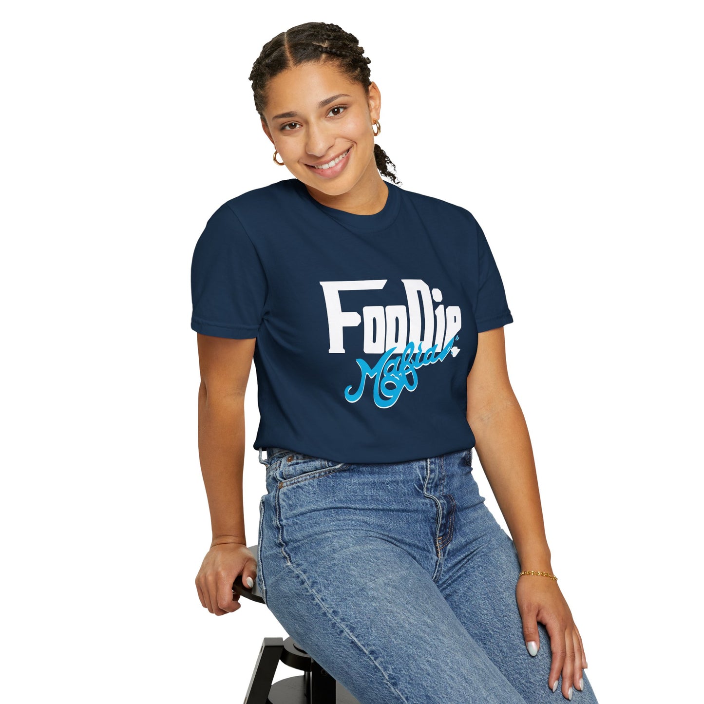 L.O.E.F White Foodie Mafia Unisex Tee Shirt  (Apricot)