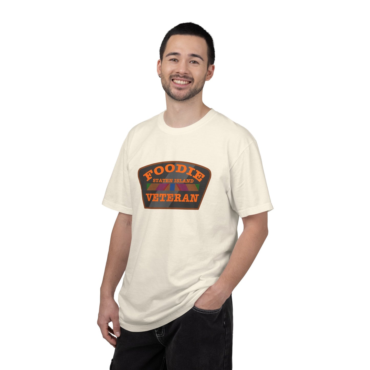 L.O.E.F Foodie Veteran STATEN ISLAND Unisex Tee Shirt (Orange)