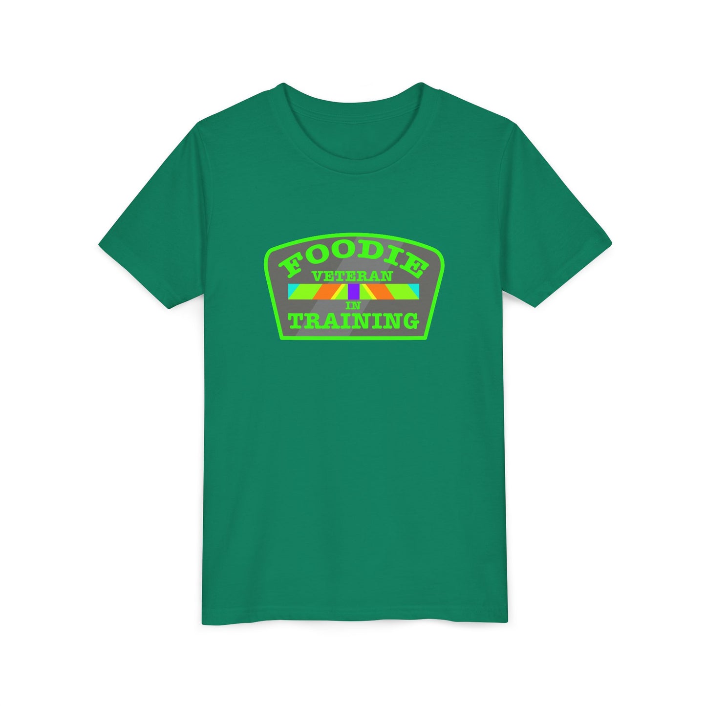 L.O.E.F Foodie Veteran In Training Kids Tee Shirt (Neon Green)