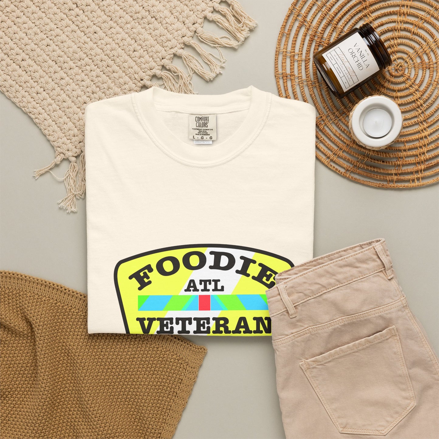 L.O.E.F Foodie Veteran ATL Unisex Tee Shirt (Yellow and Black)